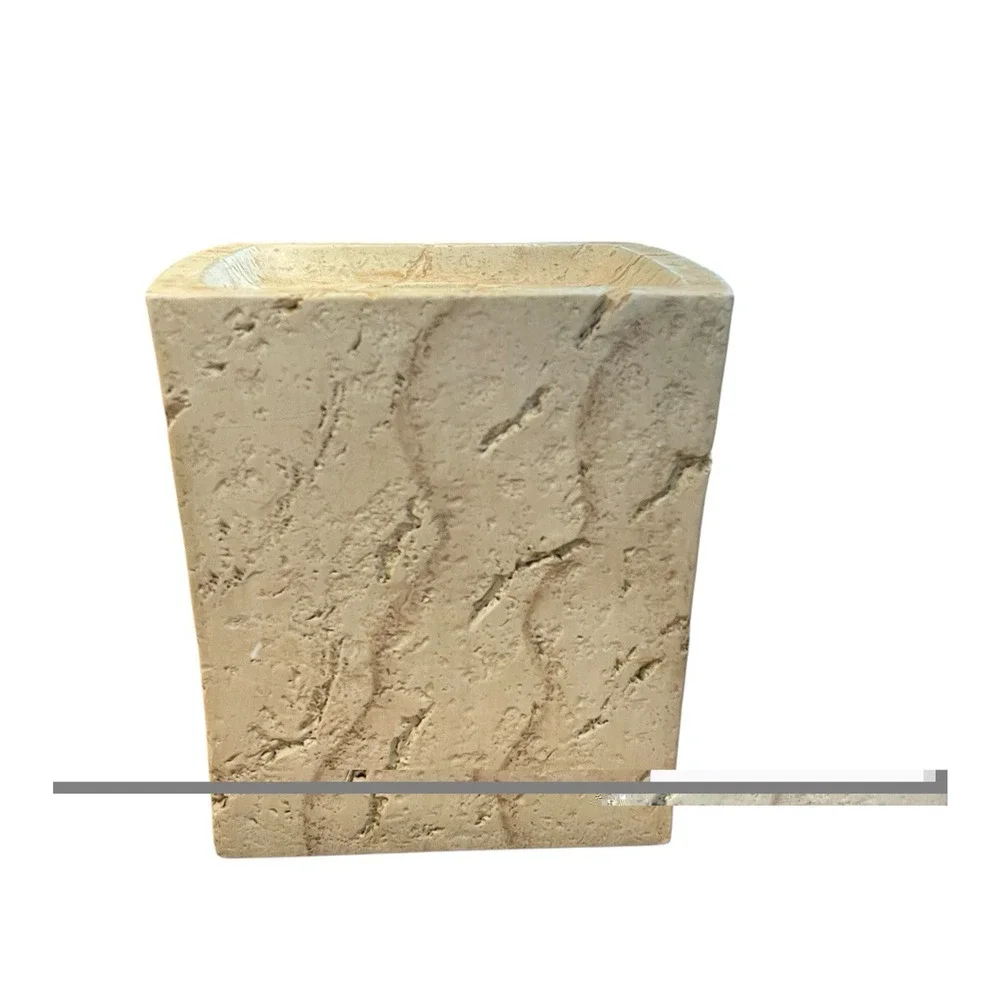 Ceramic Stone Tissue Box Holder | Crackled Texture Cream Tissue Cover